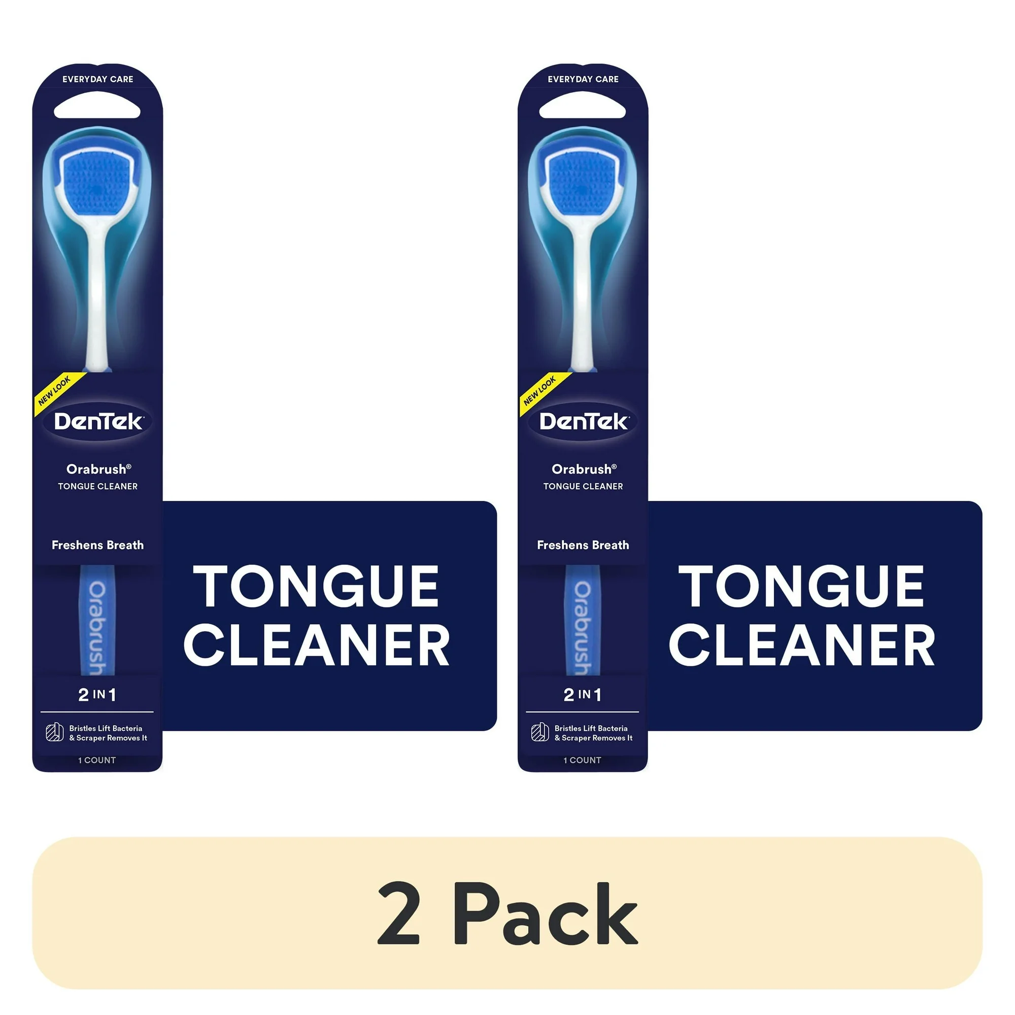 (2 pack) DenTek Orabrush Fresh Breath Tongue Cleaner, BPA-Free, 1 Count