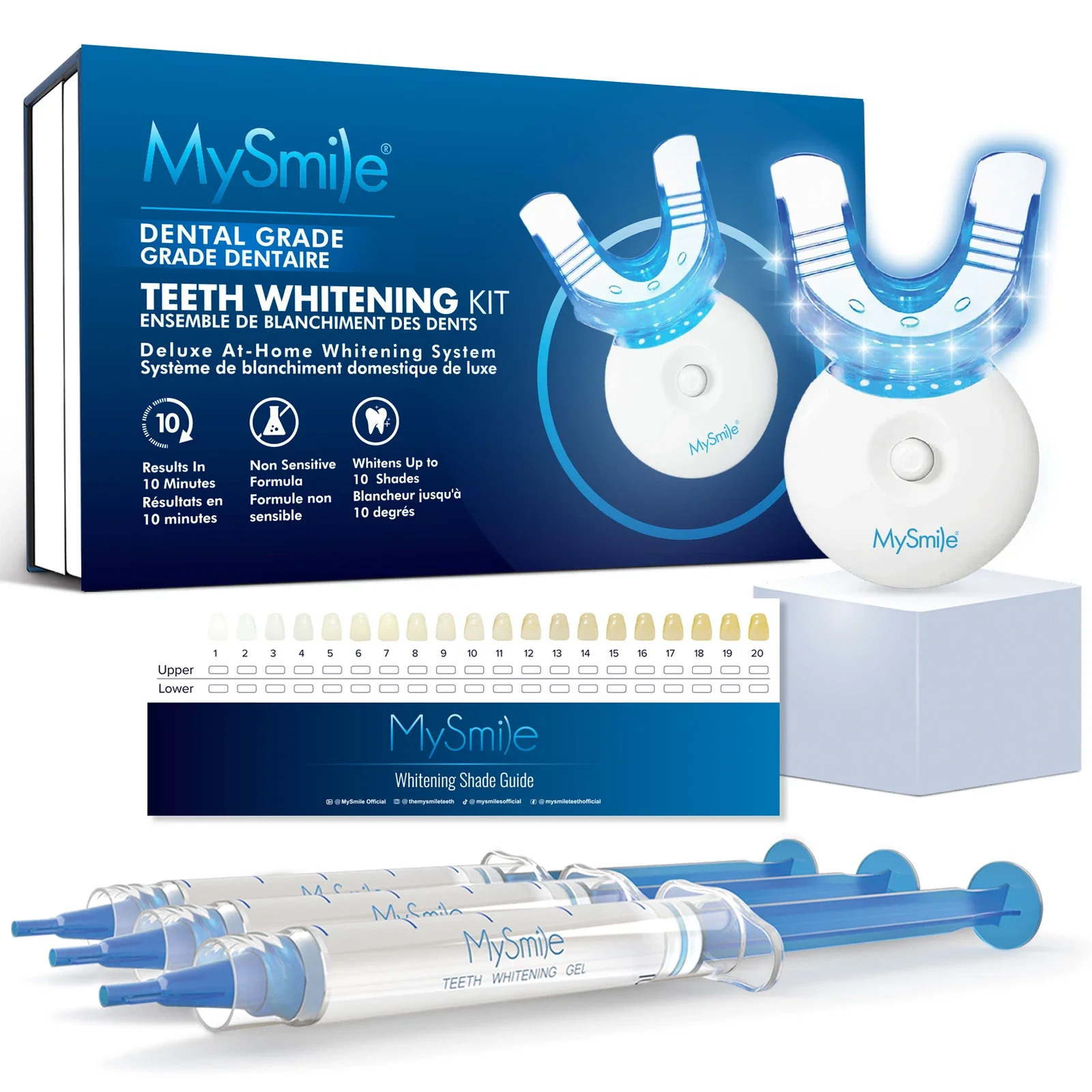 MySmile Teeth Whitening Kit with 5-LED Light & Tray, Non-Sensitive Teeth Whitening Gel,10 Min Remove 10 Years Stains,Tooth Whitener