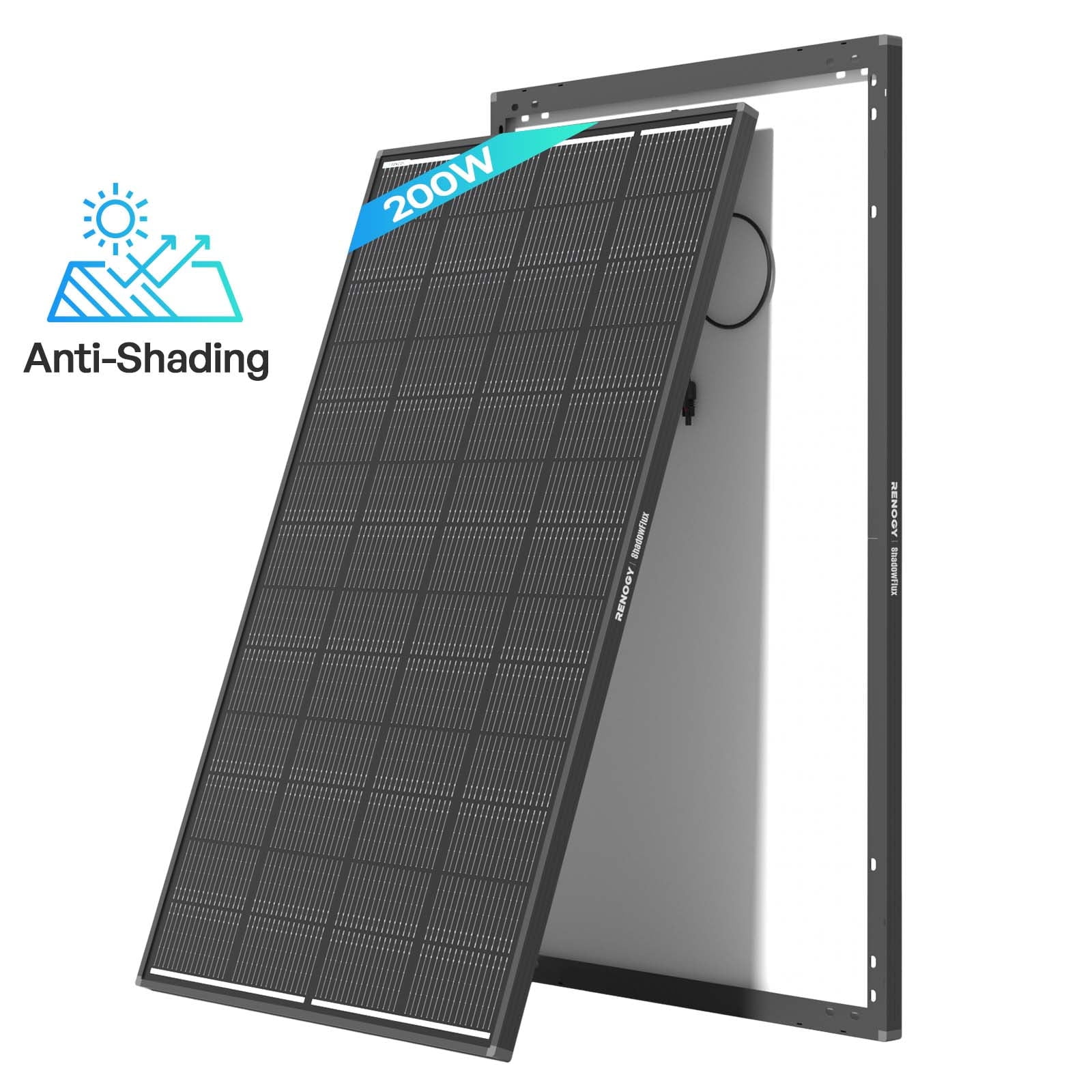 Renogy 200W 12V Anti-Shading Solar Panel ShadowFlux, 16BB N-Type, 25% High-Efficiency & Anti-Shading, IP67 Waterproof, Lightweight for RV/Pickup/SUV Charging